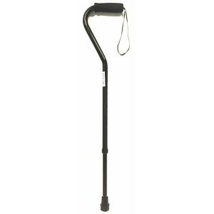 Height-adjustable offset cane - walking stick for extra support and stability