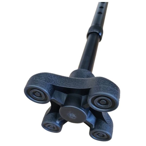 Quad tip for walking stick, offers extra stability to a cane