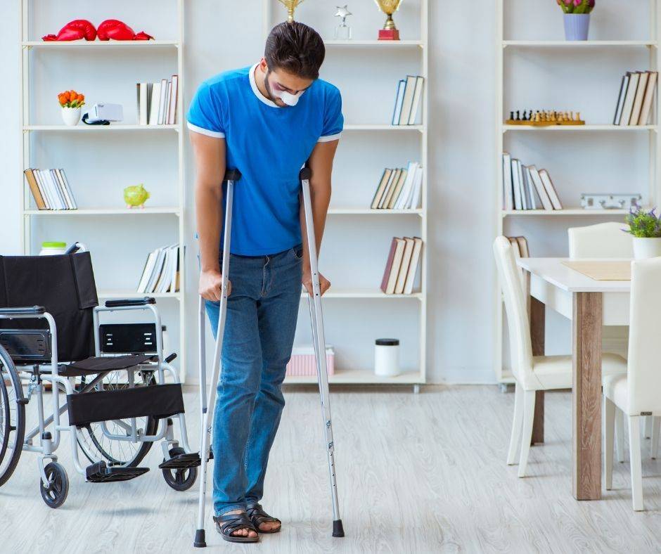 Man with underarm crutches