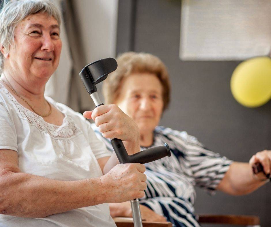 Ladies with crutches