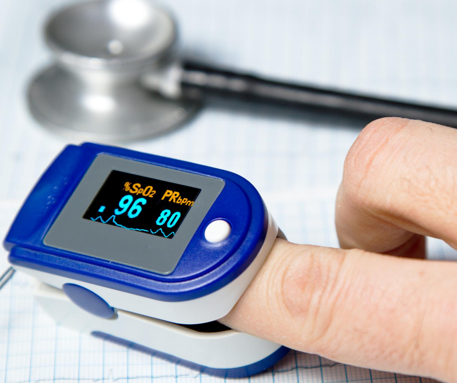 oximeter to check oxygen saturation