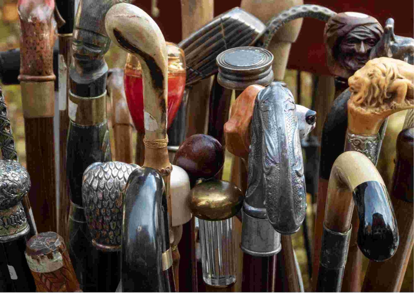 Handles on walking stick