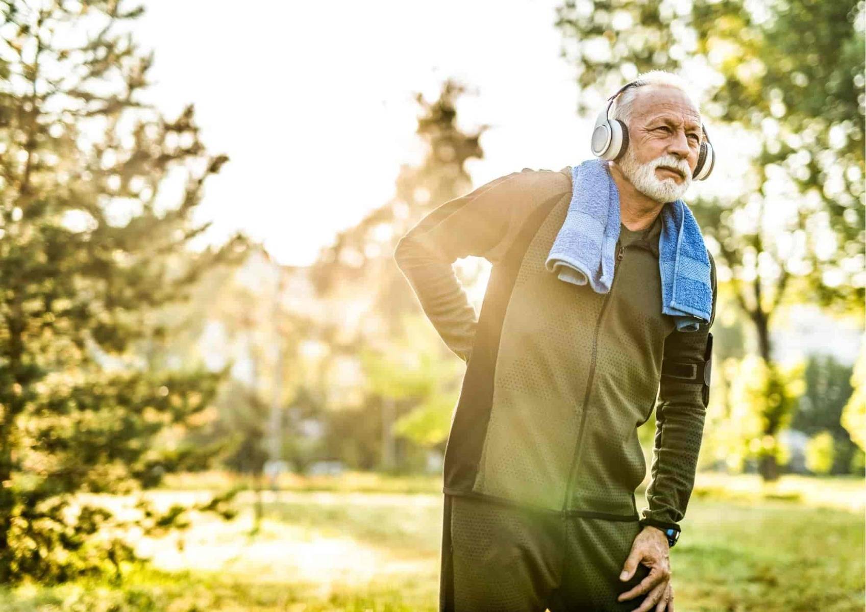 Exercising man with back pain