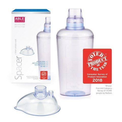 Able Spacer™ with whistle and small size mask for children - Able Asthma 
