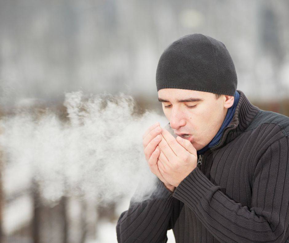 breathing cold air