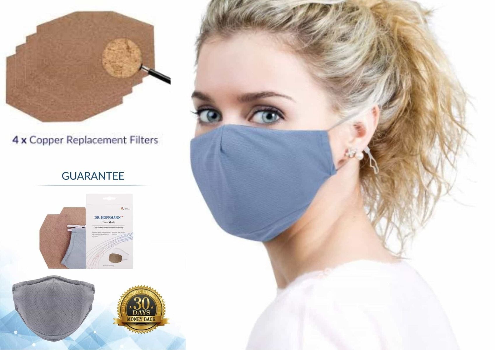 Antibacterial copper filter facemask