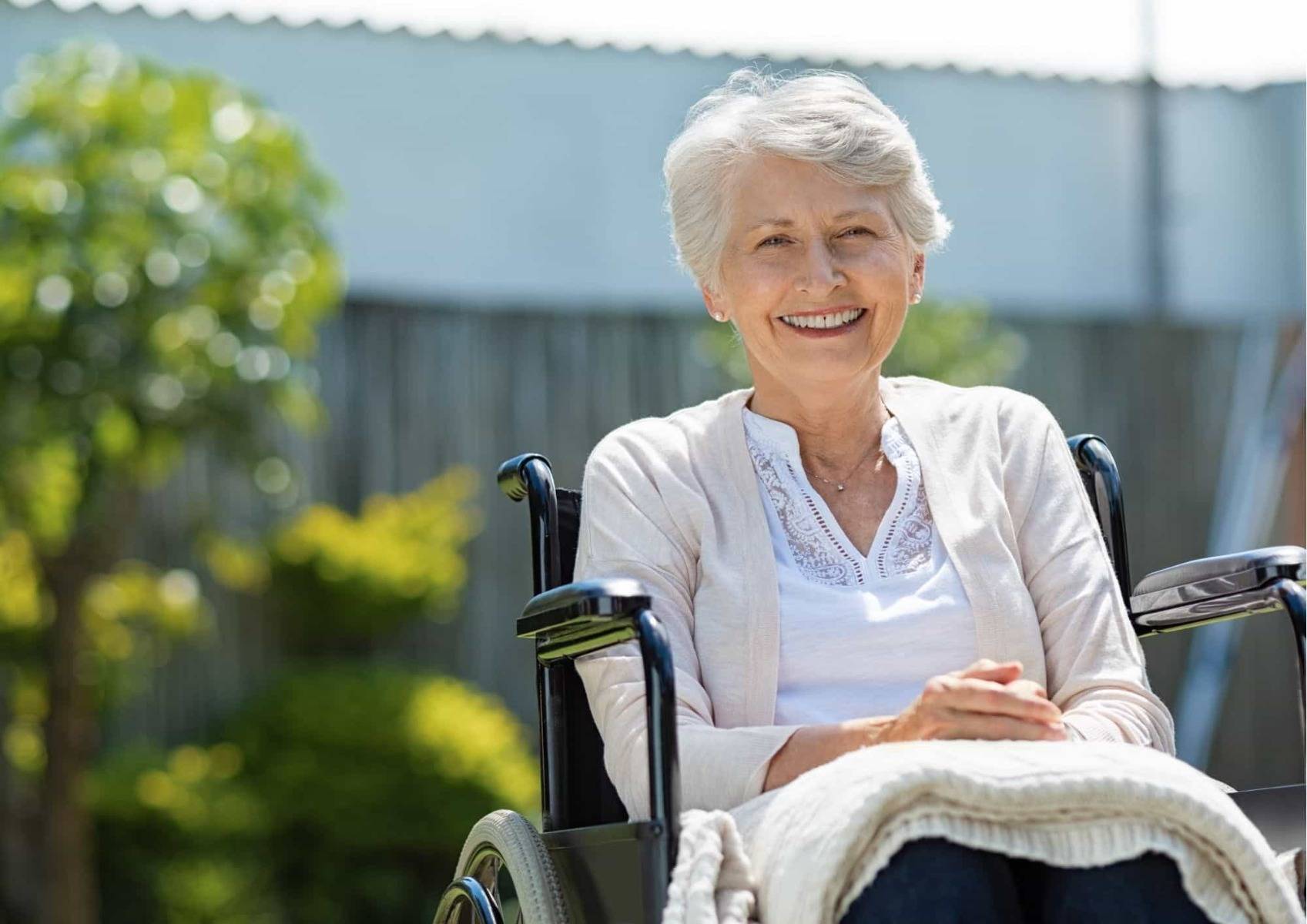 Mobility aids, woman in wheelchair